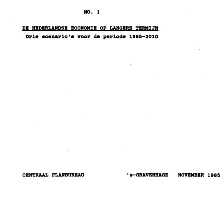 CPB (1985): De Nederlandse economie op langere termijn. Drie scenario’s voor de periode 1985-2010