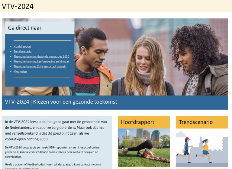 RIVM (2024): Volksgezondheids Toekomstverkenning (VTV) 2024 – Kiezen voor een gezonde toekomst.
